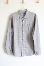 Van Heusen Traveler Black Plaid Button Down Shirt | L