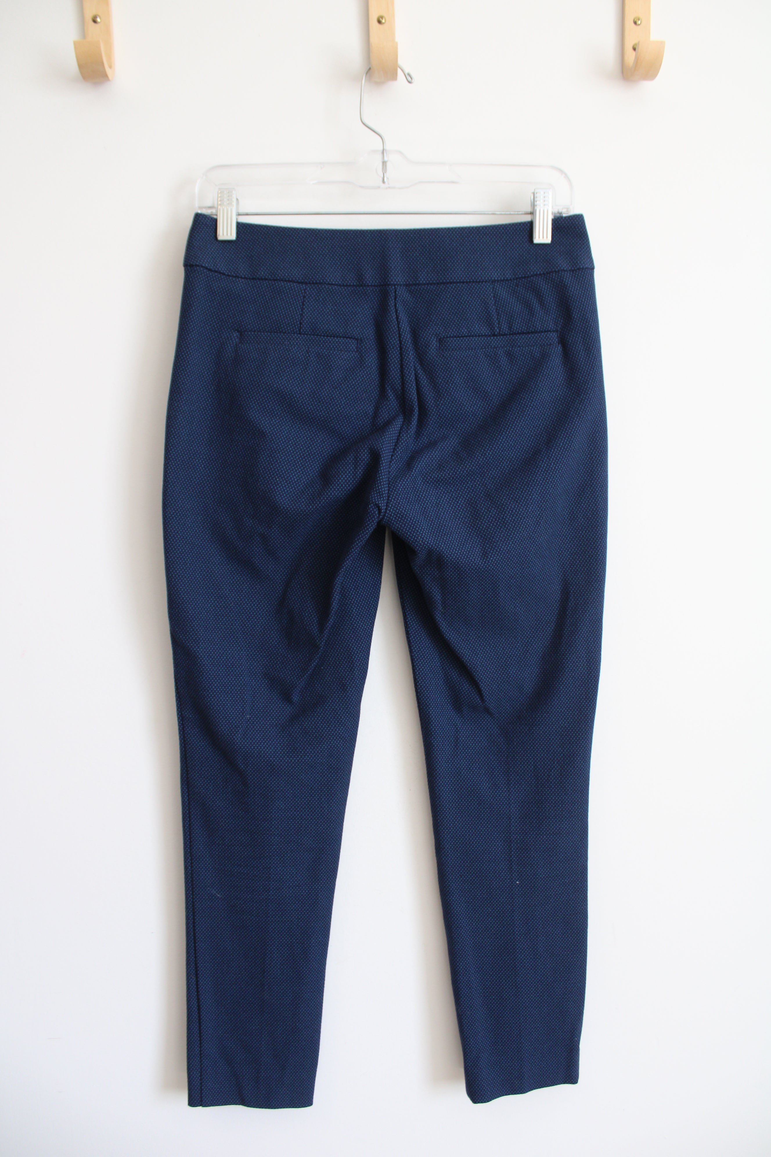 LOFT Marisa Blue & Black Patterned Dress Pants | 2 Petite