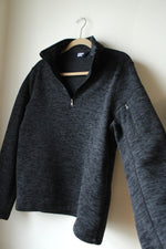Lands' End Dark Gray Fleece Lined 1/4 Zip Pullover Sweatshirt | M