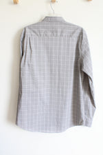 Van Heusen Traveler Black Plaid Button Down Shirt | L