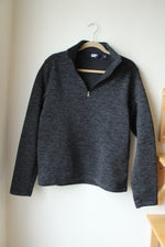 Lands' End Dark Gray Fleece Lined 1/4 Zip Pullover Sweatshirt | M