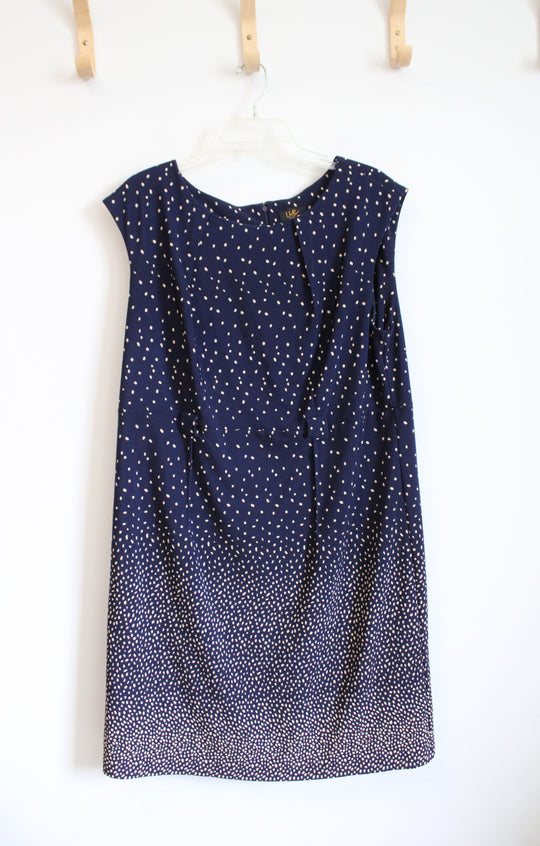 I LE New York Navy & Tan Dotted Sheath Dress | 18W