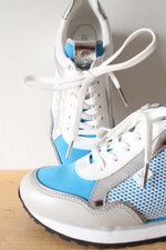MICHAEL Michael Kors Blue Silver & White Maddy Mesh & Scuba Trainer Shoes | Size 6