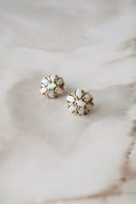 14K Yellow Gold Opal Stud Earrings