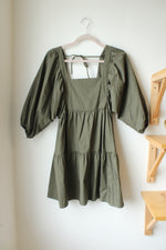 A New Day Olive Green Tiered Cotton Dress | XS