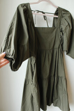 A New Day Olive Green Tiered Cotton Dress | XS