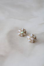 14K Yellow Gold Opal Stud Earrings