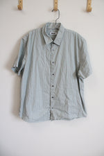 DKNY Green Patterned Short Sleeved Button Down Shirt | 2XL