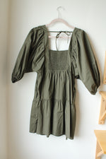 A New Day Olive Green Tiered Cotton Dress | XS