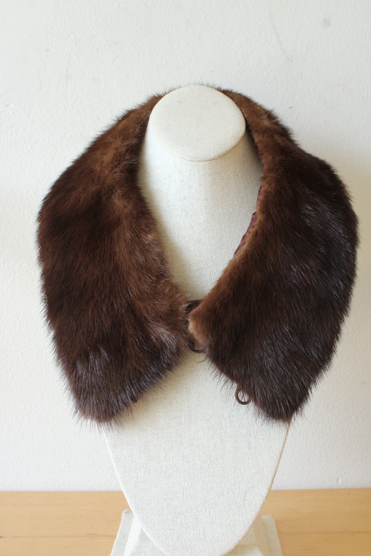 Vintage Brown Fur Collar with Clasps