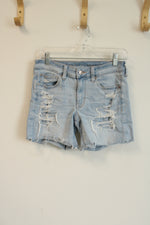 American Eagle Midi Distressed Denim Shorts | 6