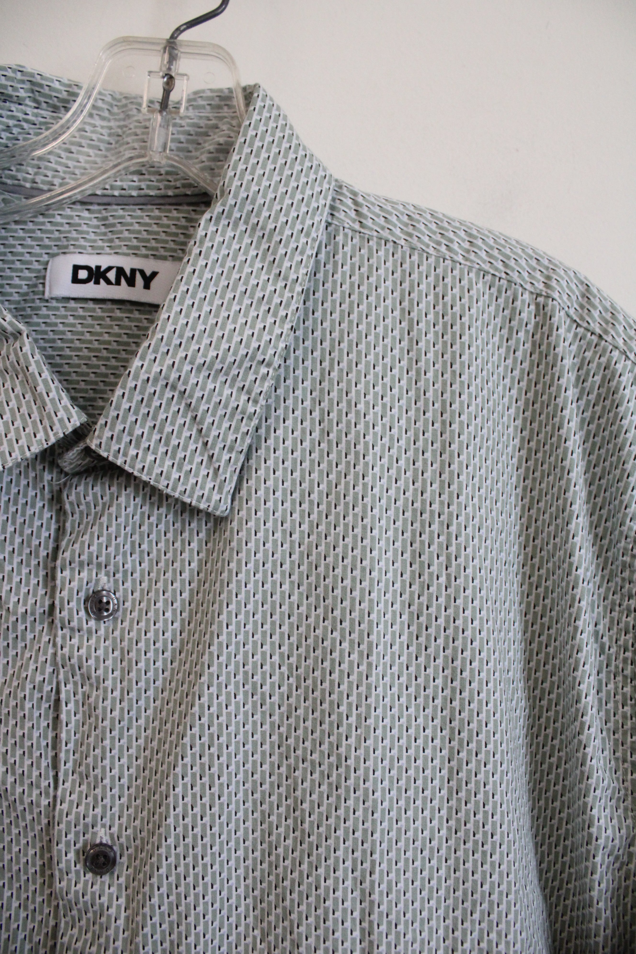 DKNY Green Patterned Short Sleeved Button Down Shirt | 2XL