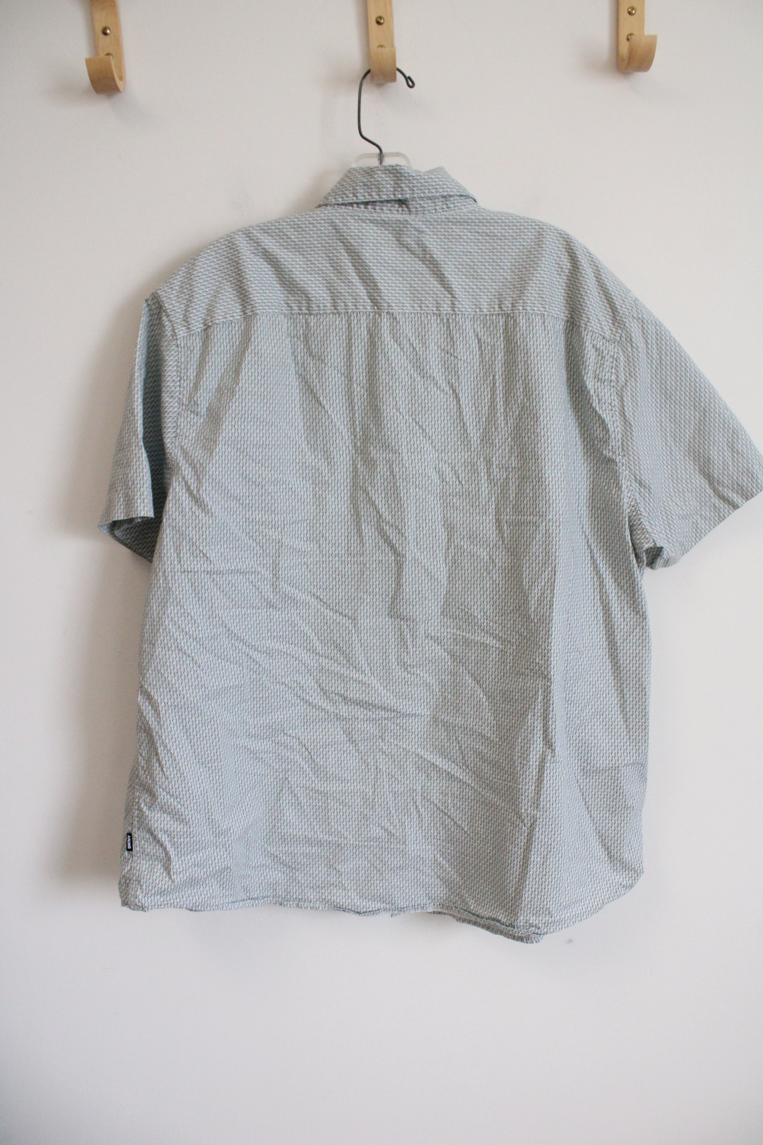 DKNY Green Patterned Short Sleeved Button Down Shirt | 2XL