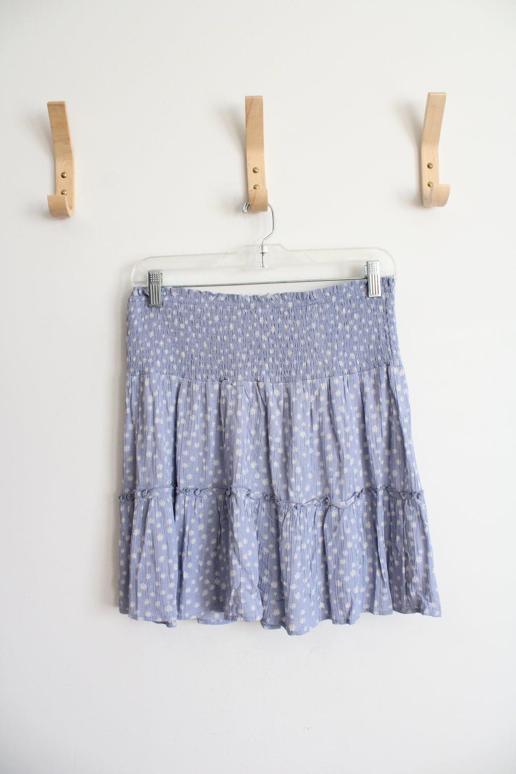 Hippie Rose Blue & White Floral Flowy Mini Skirt | L