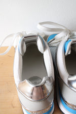 MICHAEL Michael Kors Blue Silver & White Maddy Mesh & Scuba Trainer Shoes | Size 6