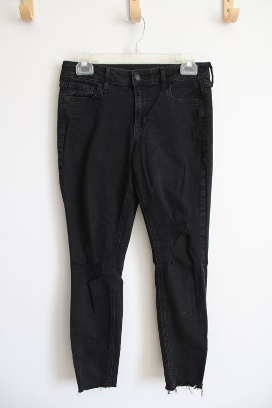 Old Navy Mid Rise Rockstar Super Skinny Black Jeans | 4