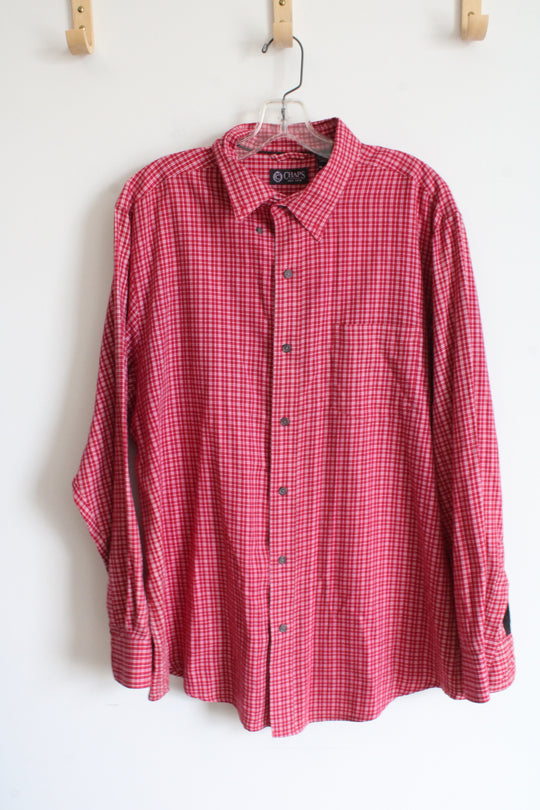 Chaps Red Plaid Button Down Shirt | XL