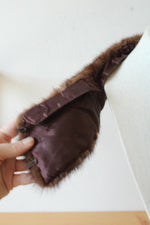 Vintage Brown Fur Collar with Clasps