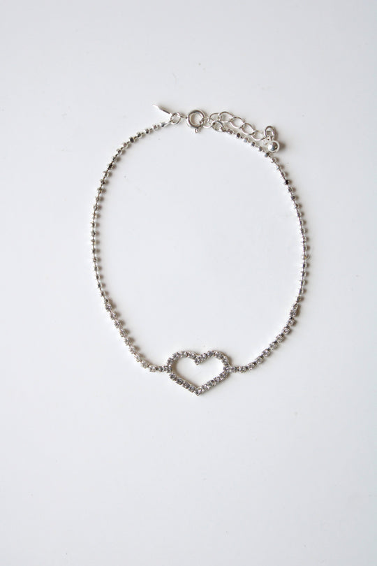 Avon Clear Rhinestone Heart Anklet