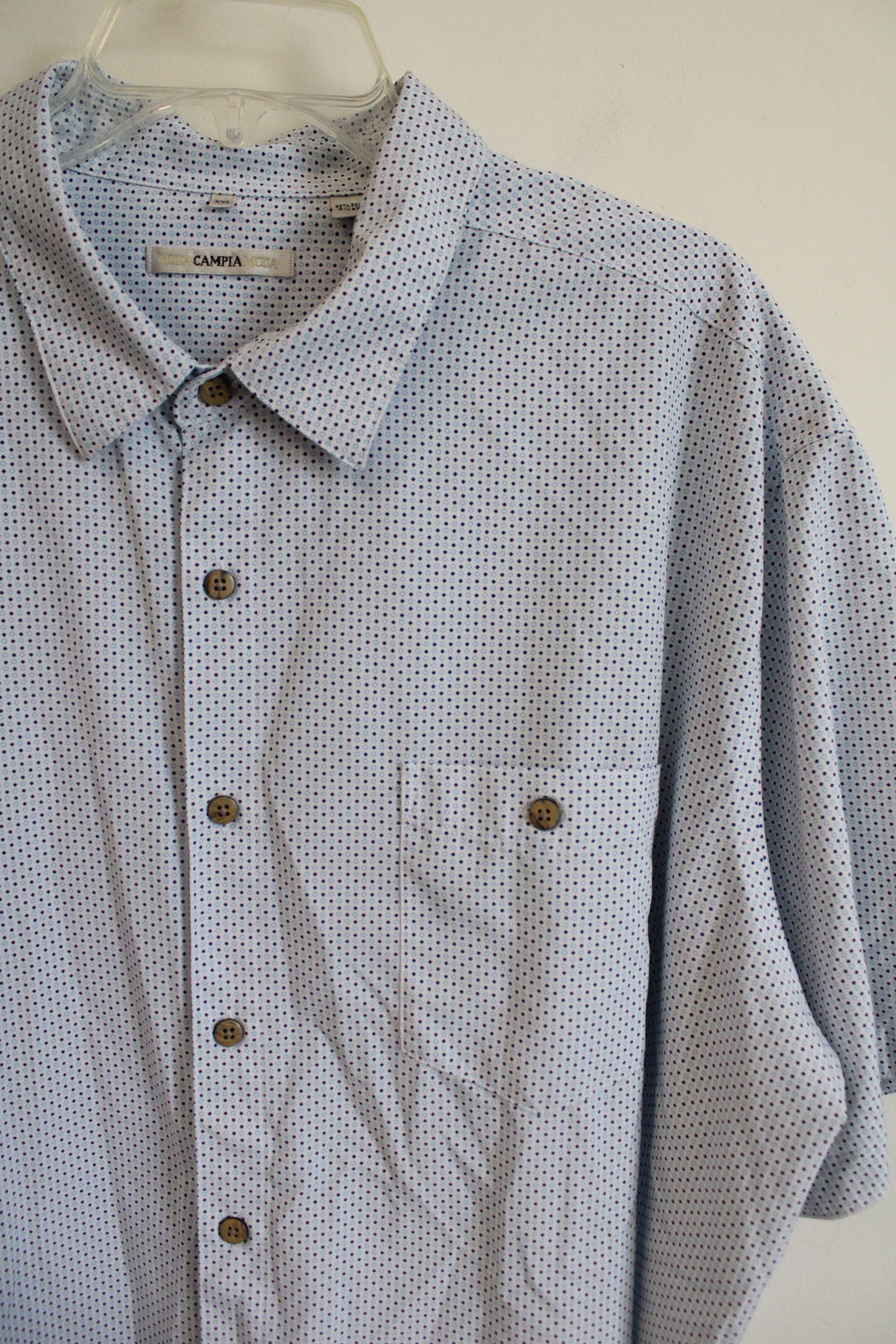 Moda Campia Blue Patterned Button Down Shirt | XXL