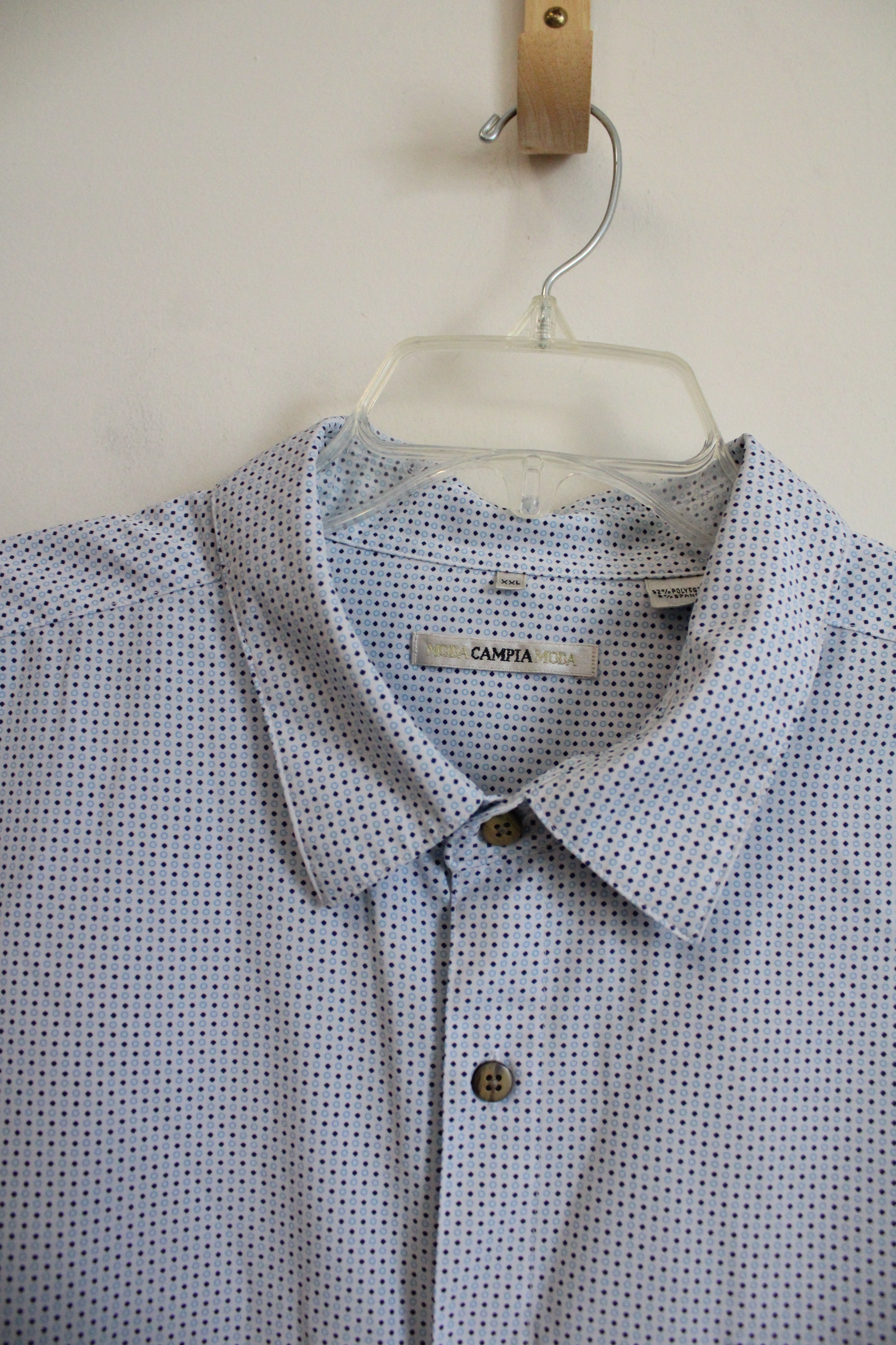 Moda Campia Blue Patterned Button Down Shirt | XXL