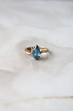 Blue Topaz Marquise Cut 14K Yellow Gold Ring | Size 6.5