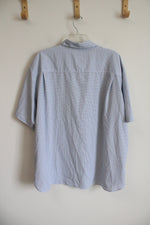 Moda Campia Blue Patterned Button Down Shirt | XXL