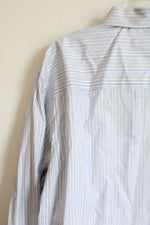 Kenneth Cole Reaction White Blue Gray Striped Button Down Shirt | 17 1/2