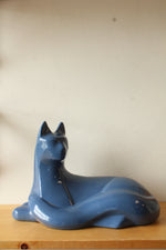 Haeger Pottery Vintage Modernist Large Blue Cat Statue