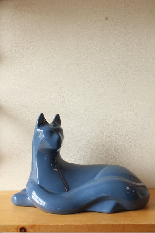 Haeger Pottery Vintage Modernist Large Blue Cat Statue