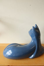 Haeger Pottery Vintage Modernist Large Blue Cat Statue