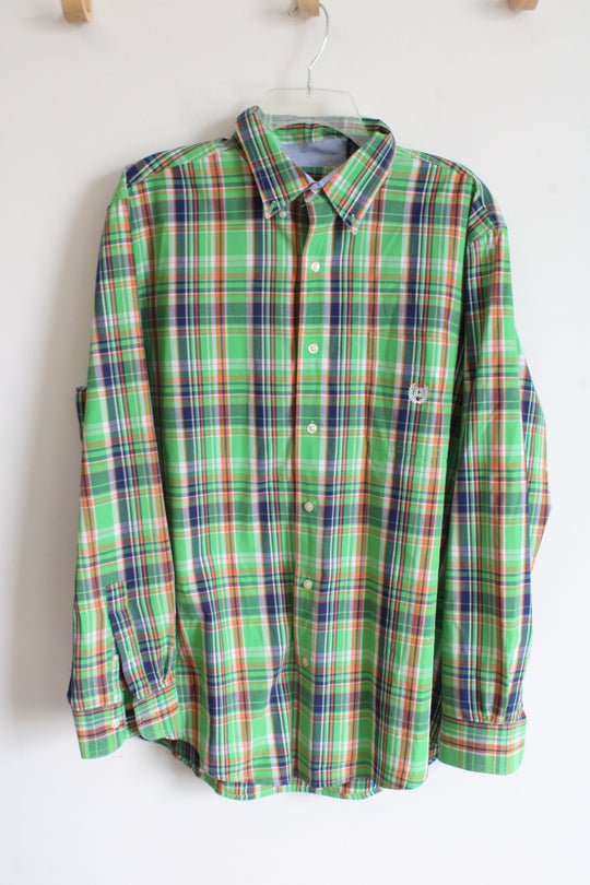 Chaps Green Plaid Button Down Shirt | XL