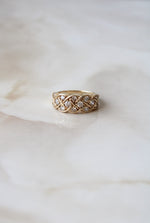 14K Yellow Gold CZ Woven Ring | Size 7