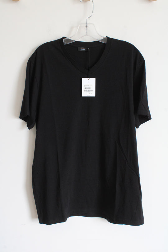 NEW Vince. Black V-Neck Tee | L