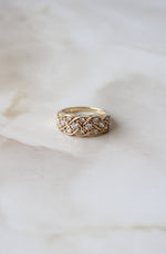 14K Yellow Gold CZ Woven Ring | Size 7
