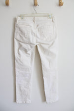 LOFT White Denim Cuffed Crop Jeans | 2