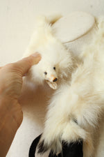 Vintage White Fur Stole Collar featuring Animal Tails and Head with Clasp