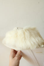 Vintage White Fur Stole Collar featuring Animal Tails and Head with Clasp