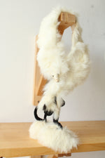 Vintage White Fur Stole Collar featuring Animal Tails and Head with Clasp