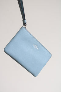 COACH Blue Corner Zip Wristlet Wallet