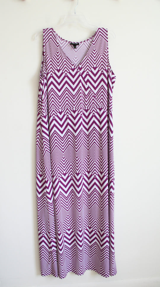 Lane Bryant Purple & White Chevron Maxi Dress | 18/20