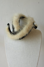 Vintage Velvet Headpiece Trimmed with Fluffy Cream Fur