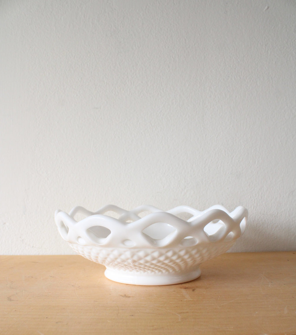 Vintage Imperial Lace Edge Milk Glass Bowl