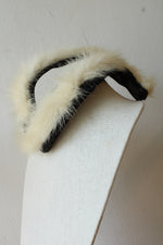 Vintage Velvet Headpiece Trimmed with Fluffy Cream Fur