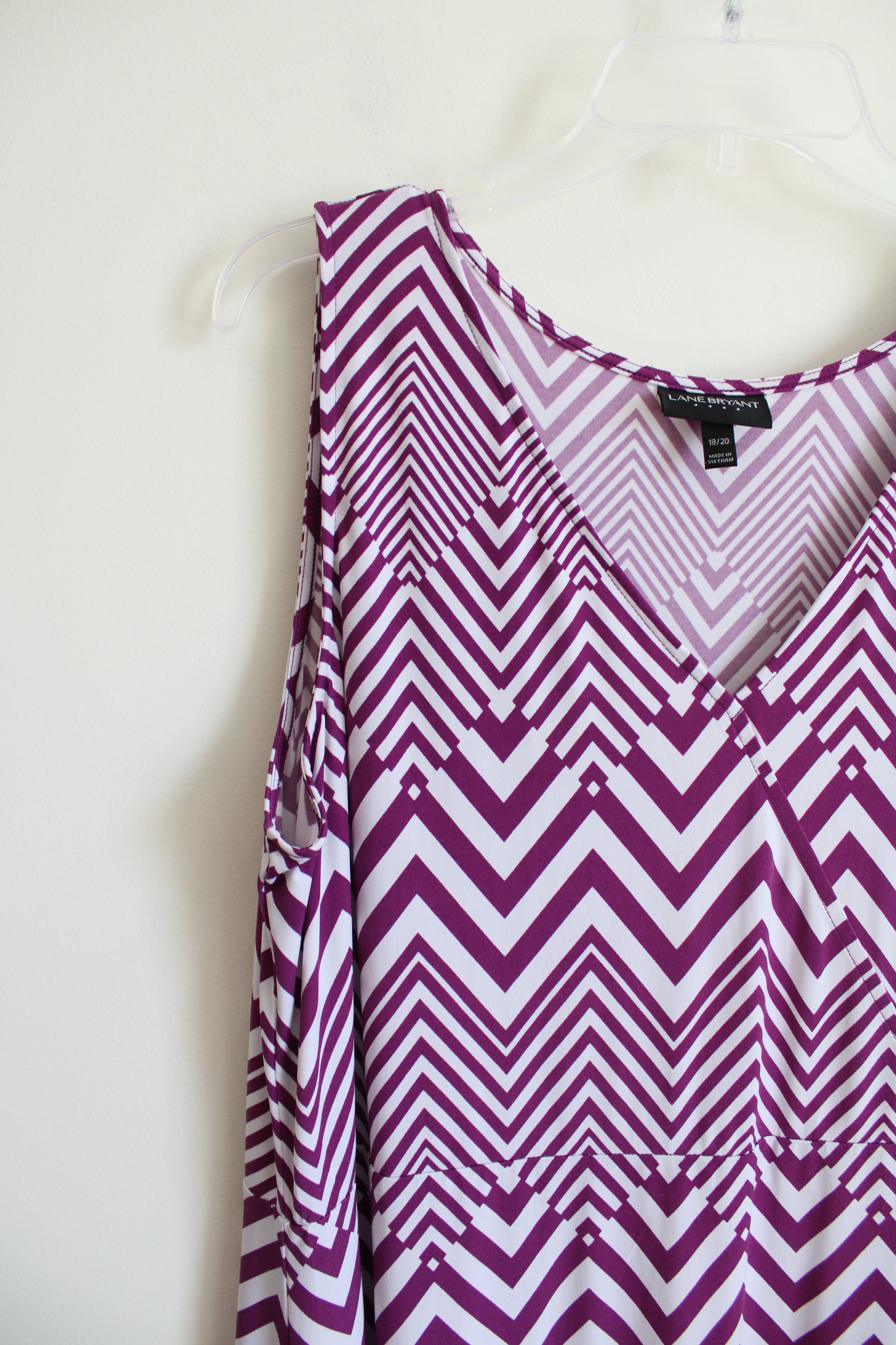 Lane Bryant Purple & White Chevron Maxi Dress | 18/20