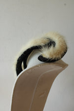 Vintage Velvet Headpiece Trimmed with Fluffy Cream Fur