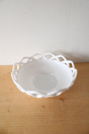 Vintage Imperial Lace Edge Milk Glass Bowl