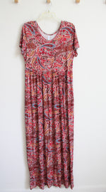 Euovmy Red Paisley Patterned Maxi Dress | XL