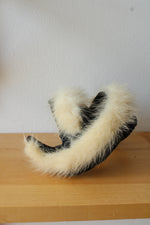 Vintage Velvet Headpiece Trimmed with Fluffy Cream Fur