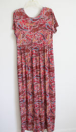 Euovmy Red Paisley Patterned Maxi Dress | XL